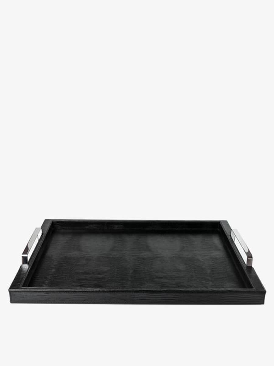 Black Leather Tray, large White Almonds