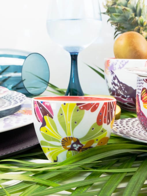 Set Of 4 Missoni Home Flowers Fruit Bowls Small White Almonds