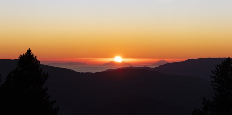Tramonto su isole Eolie