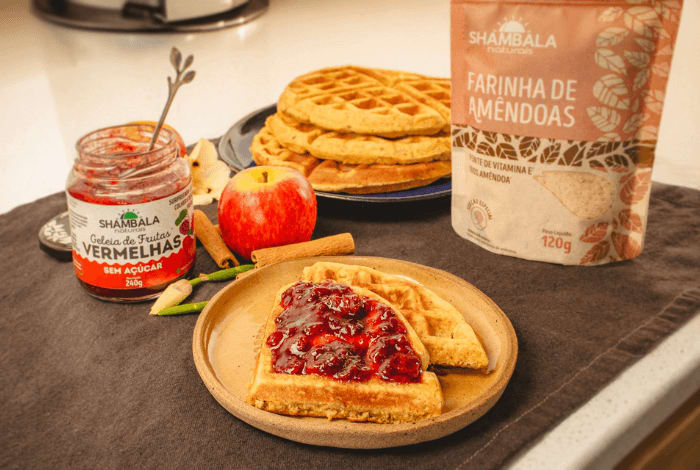 Waffle sem glúten e sem açúcar
