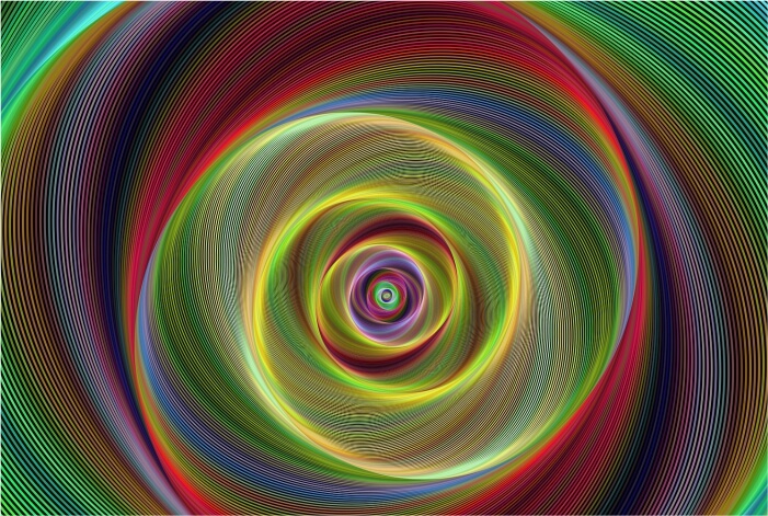 Figura abstrata com círculo concêntricos coloridos