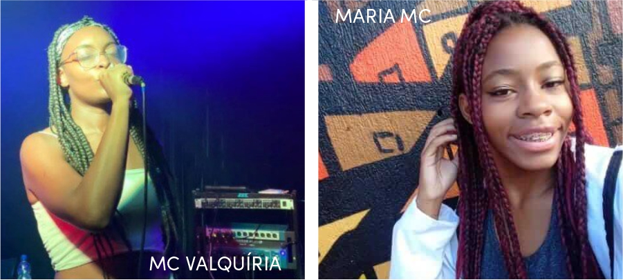 MC Valquíria cantando e Maria MC