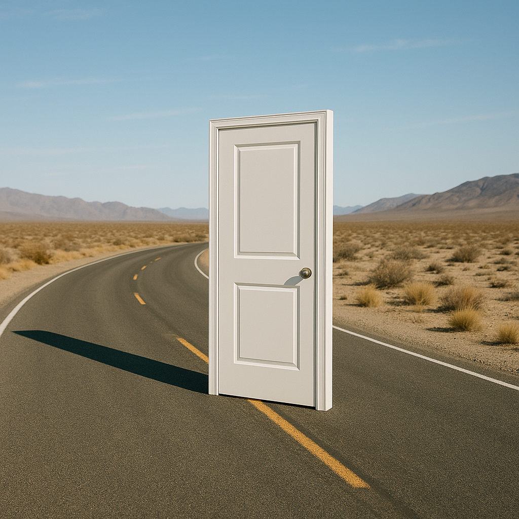 A door in the middle of highway