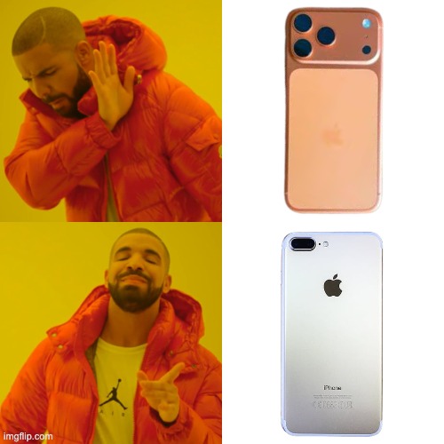A meme with Drake the rapper looking at two phones