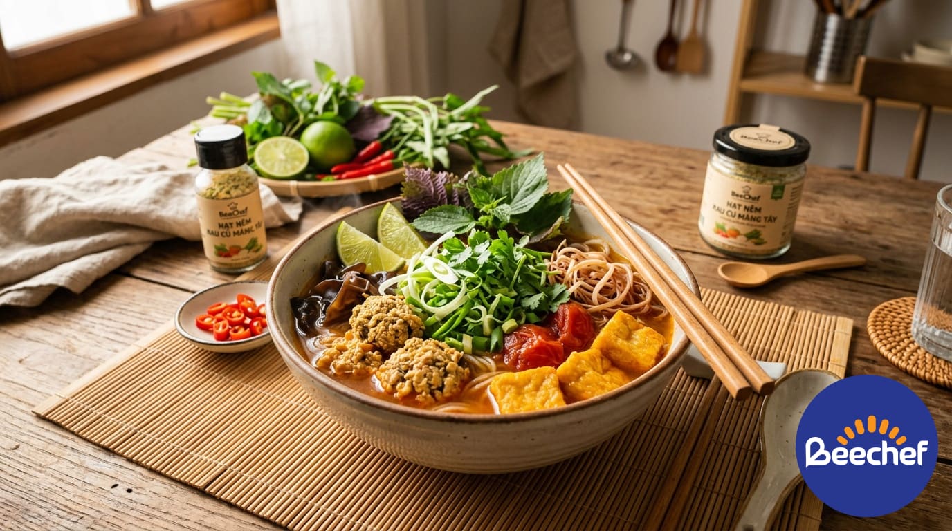 Công Thức Món Chay: Bún Riêu Chay Healthy Tại Nhà