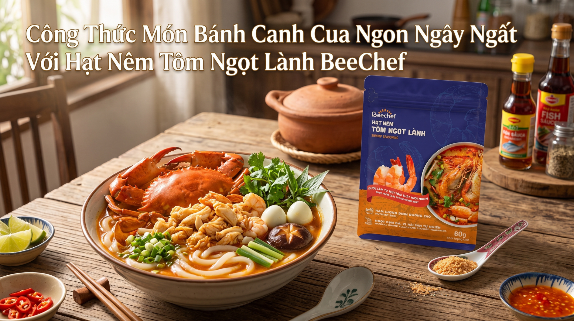 Công Thức Bánh Canh Cua Ngon Ngây Ngất Với Hạt Nêm Tôm Ngọt Lành BeeChef