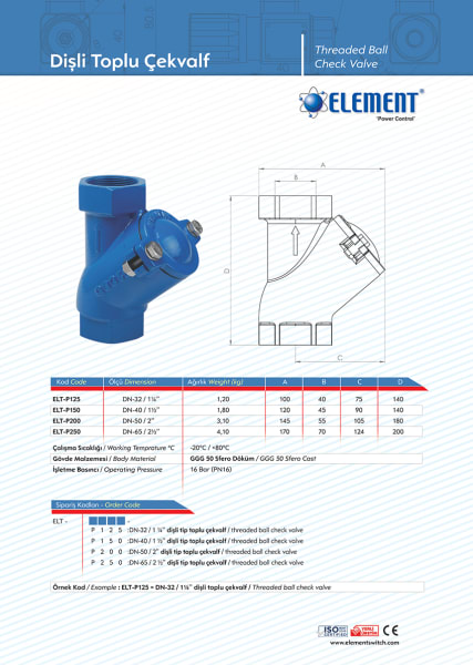 ELEMENT - DİŞLİ ATIKSU ÇEKVALFİ - Pompalar