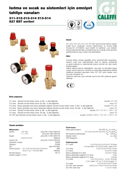CALEFFI - Caleffi Emniyet Ventili - Hidrofor Sistemleri