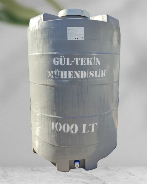 YELKENCİ - 1.000 LT DİKEY POLİETİLEN SU DEPOSU GRİ - Su Depoları