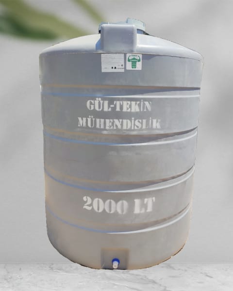 YELKENCİ - 2.000 LT DİKEY POLİETİLEN SU DEPOSU GRİ - Su Depoları