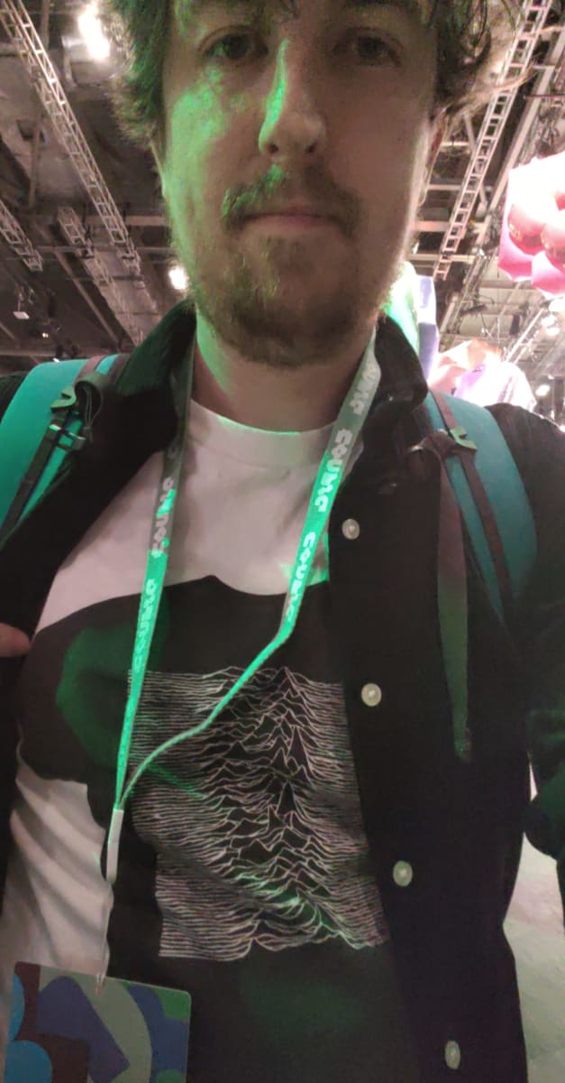 Me wearing a t-shirt which has a t-shirt of the famous Joy Division album design on it