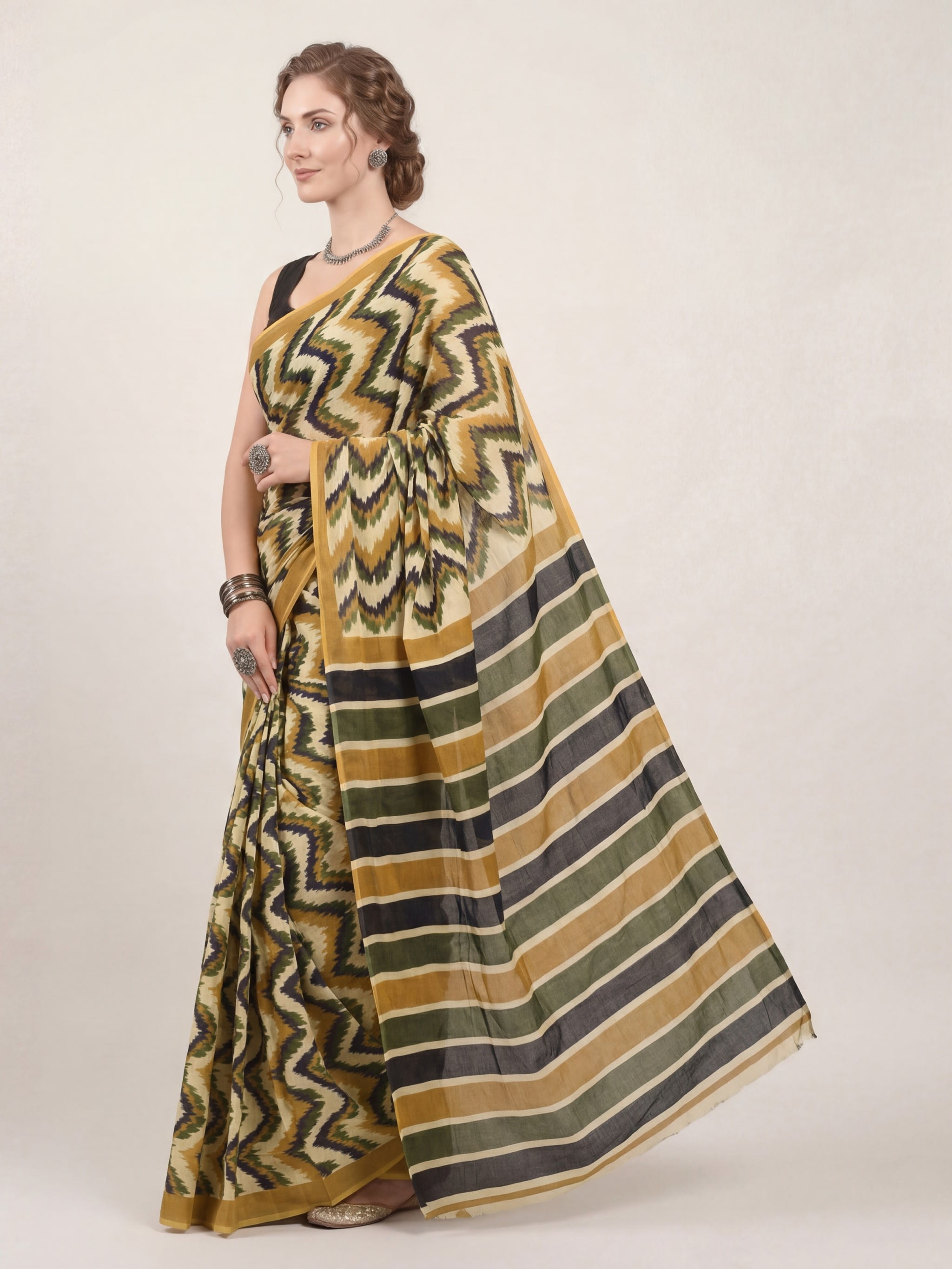Moda Rapido Print Saree Pure Cotton - Image 3
