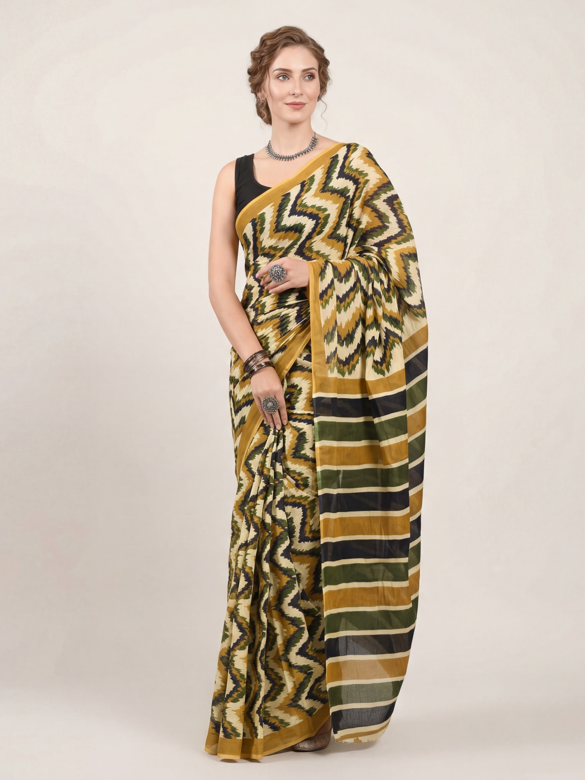 Moda Rapido Print Saree Pure Cotton - Image 1