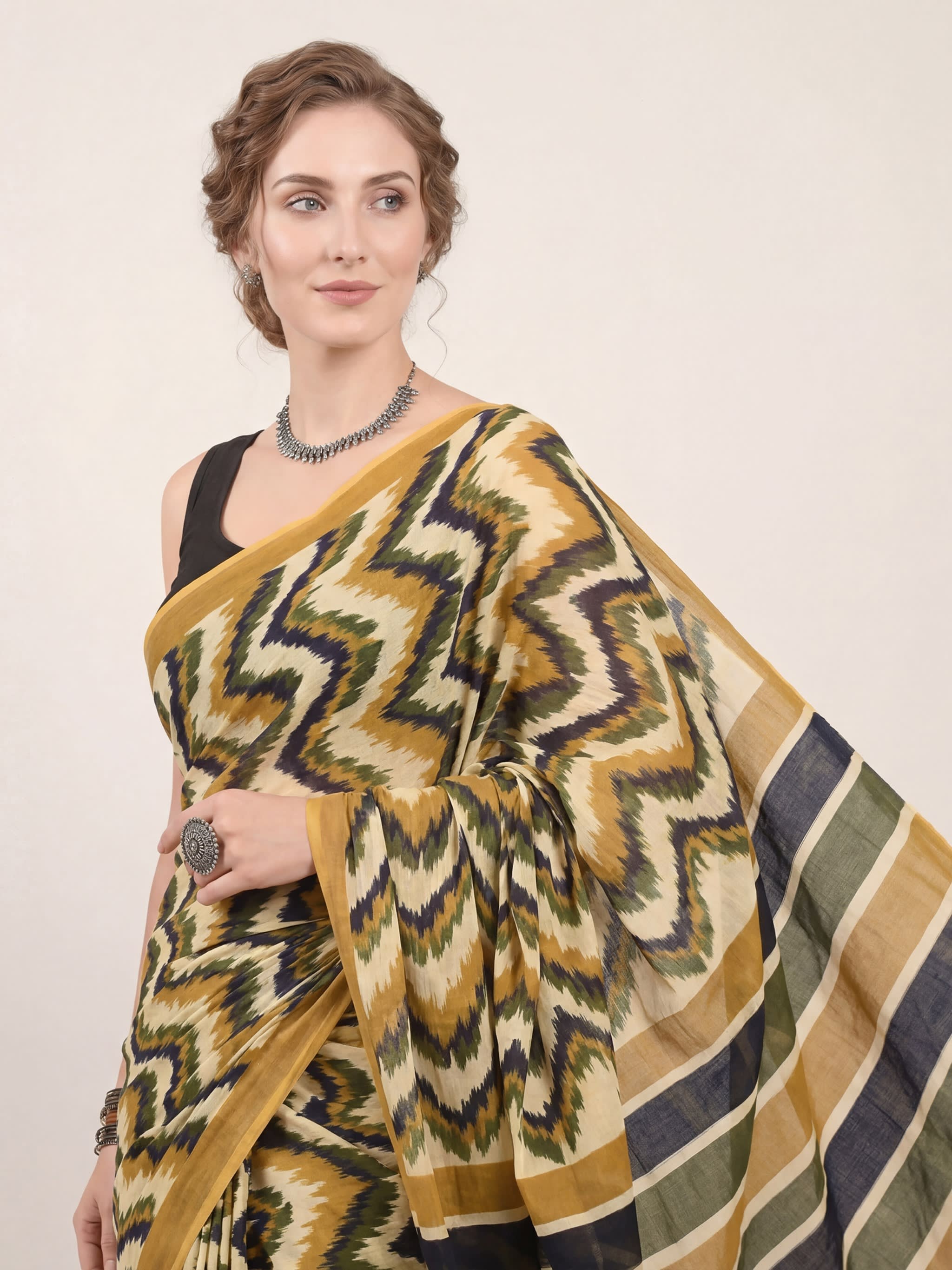Moda Rapido Print Saree Pure Cotton - Image 2