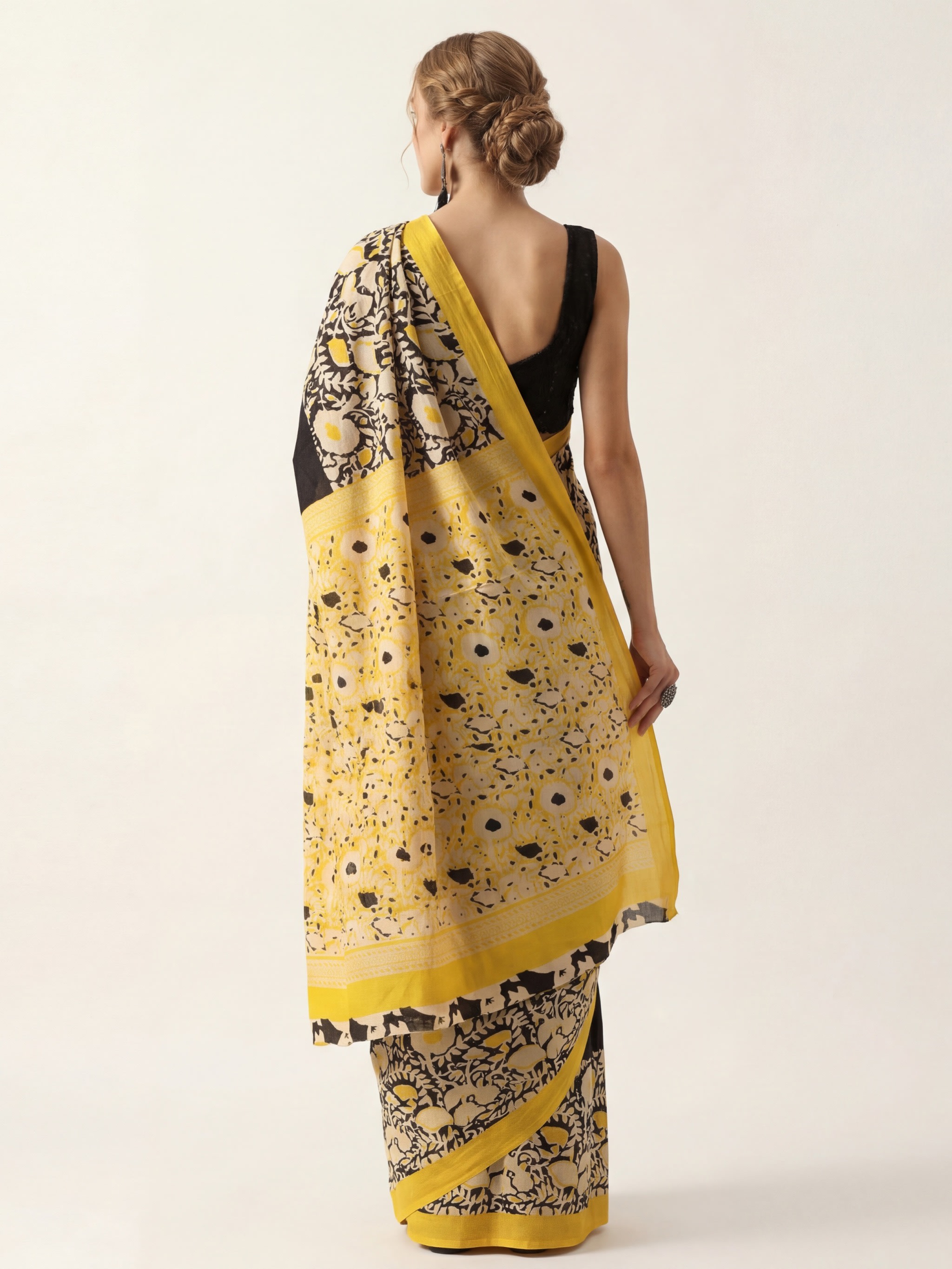 Jaipuri Printed Pure Cotton Mulmul Saree - Image 4