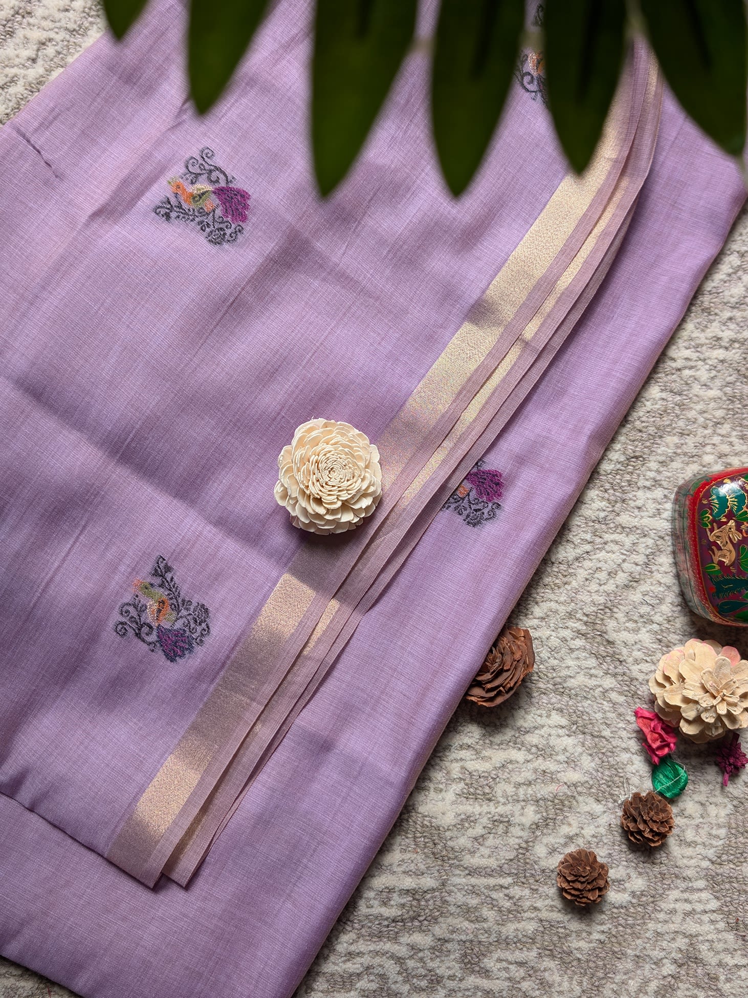 Gulbahar Lavender Jamdani Saree - Image 6