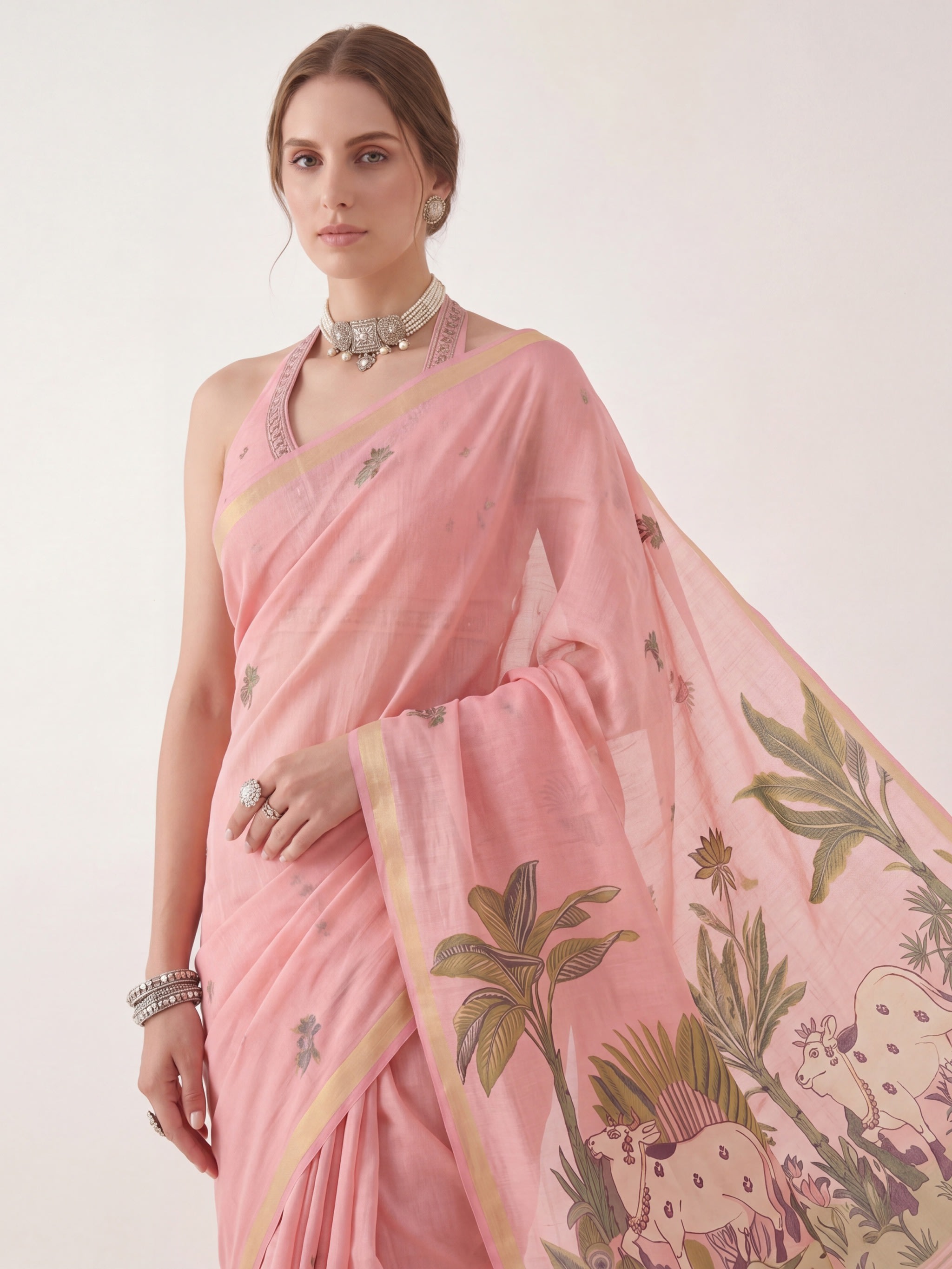 Vanika Blush Jamdani Saree - Image 2