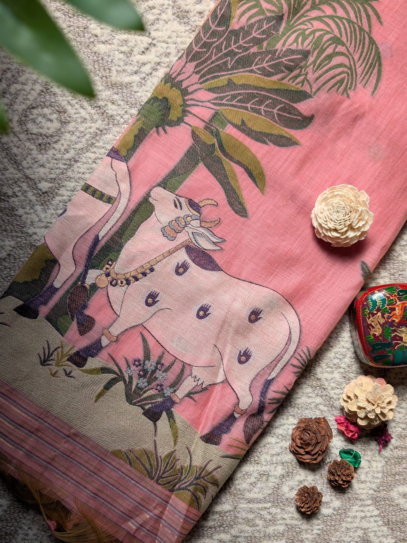 Vanika Blush Jamdani Saree - Image 5