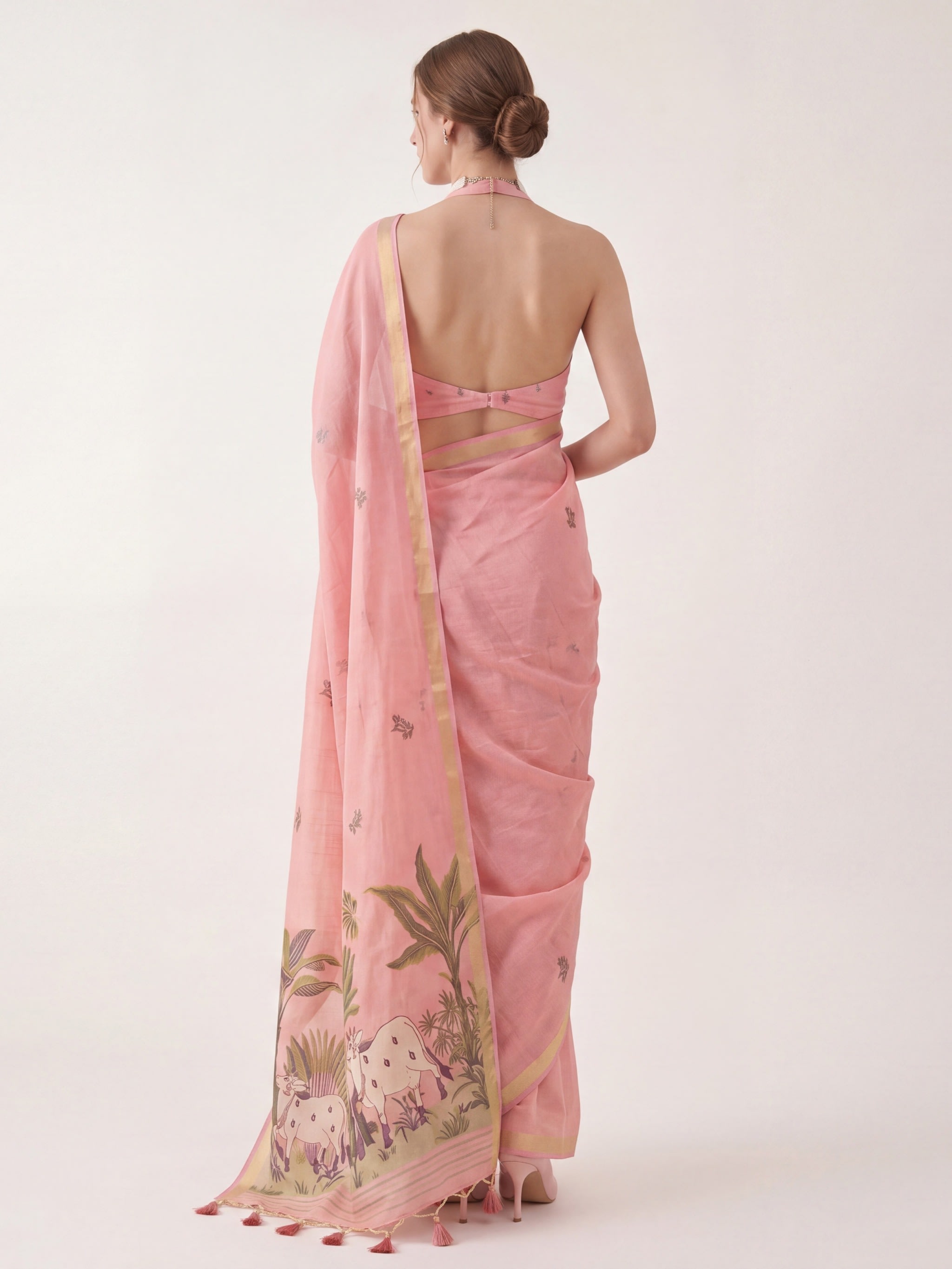 Vanika Blush Jamdani Saree - Image 4