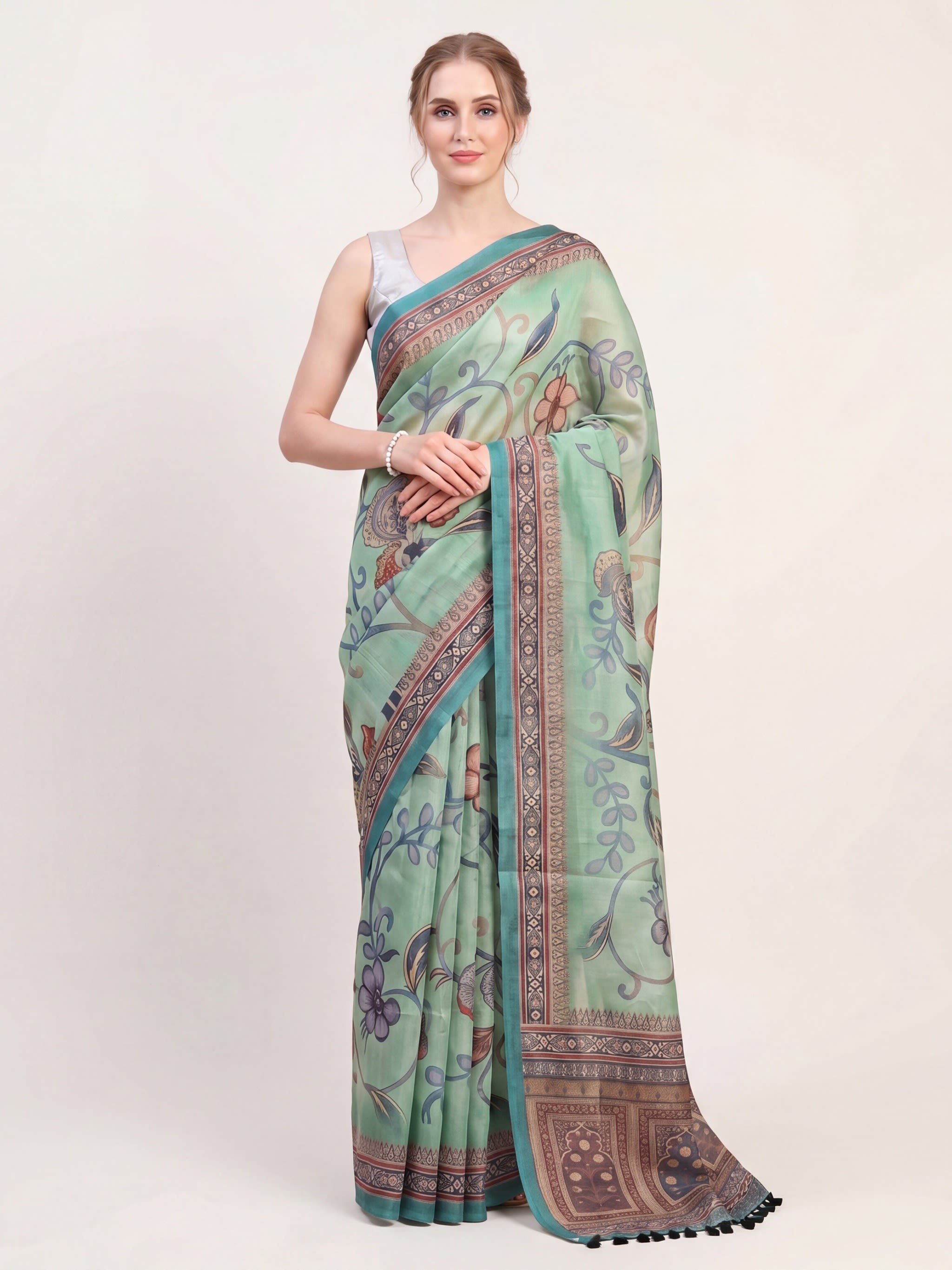 Vanyaa Mint Blossom Saree - Image 1