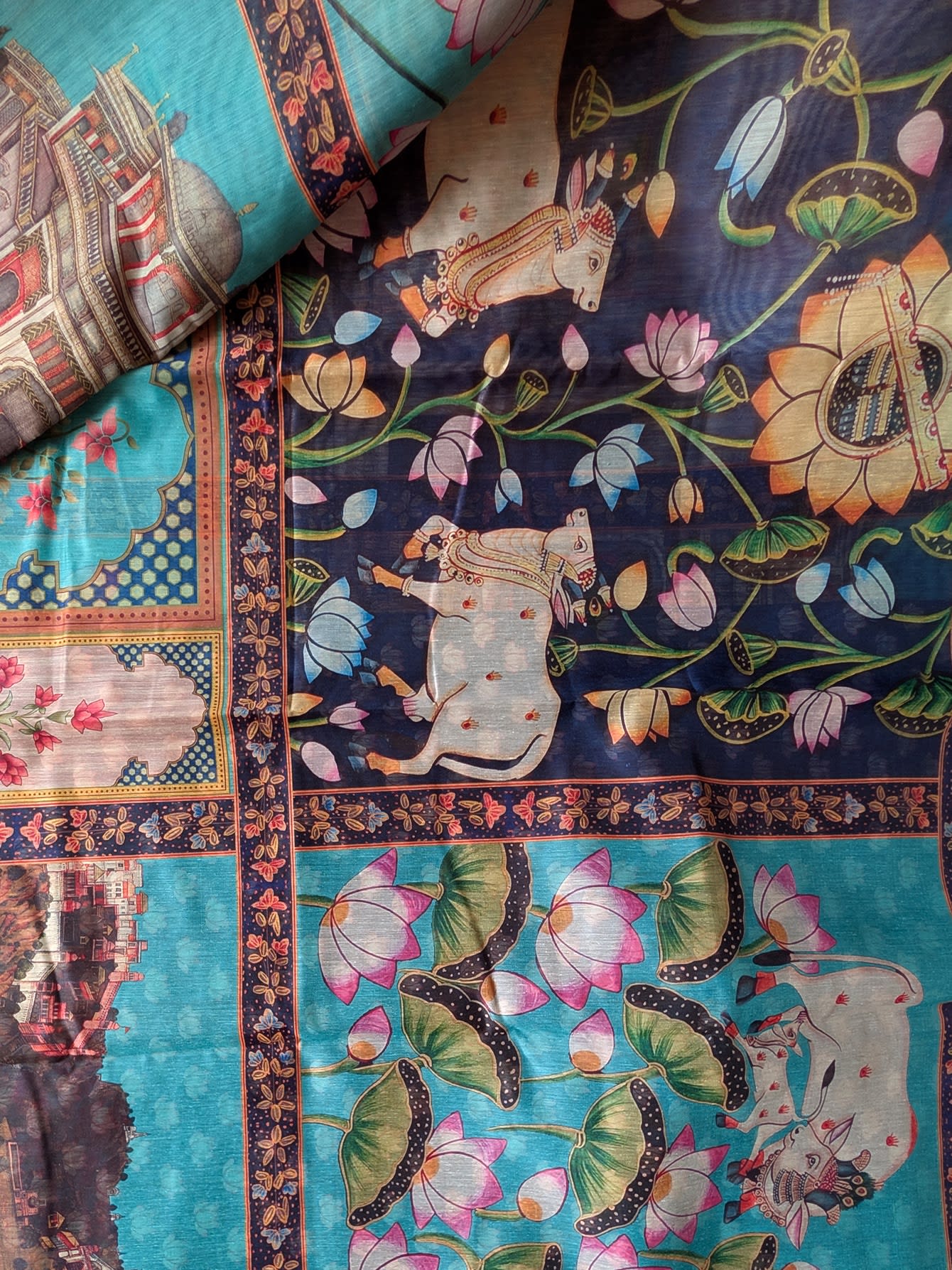 Heritage Lotus Story Printed Saree - Image 1