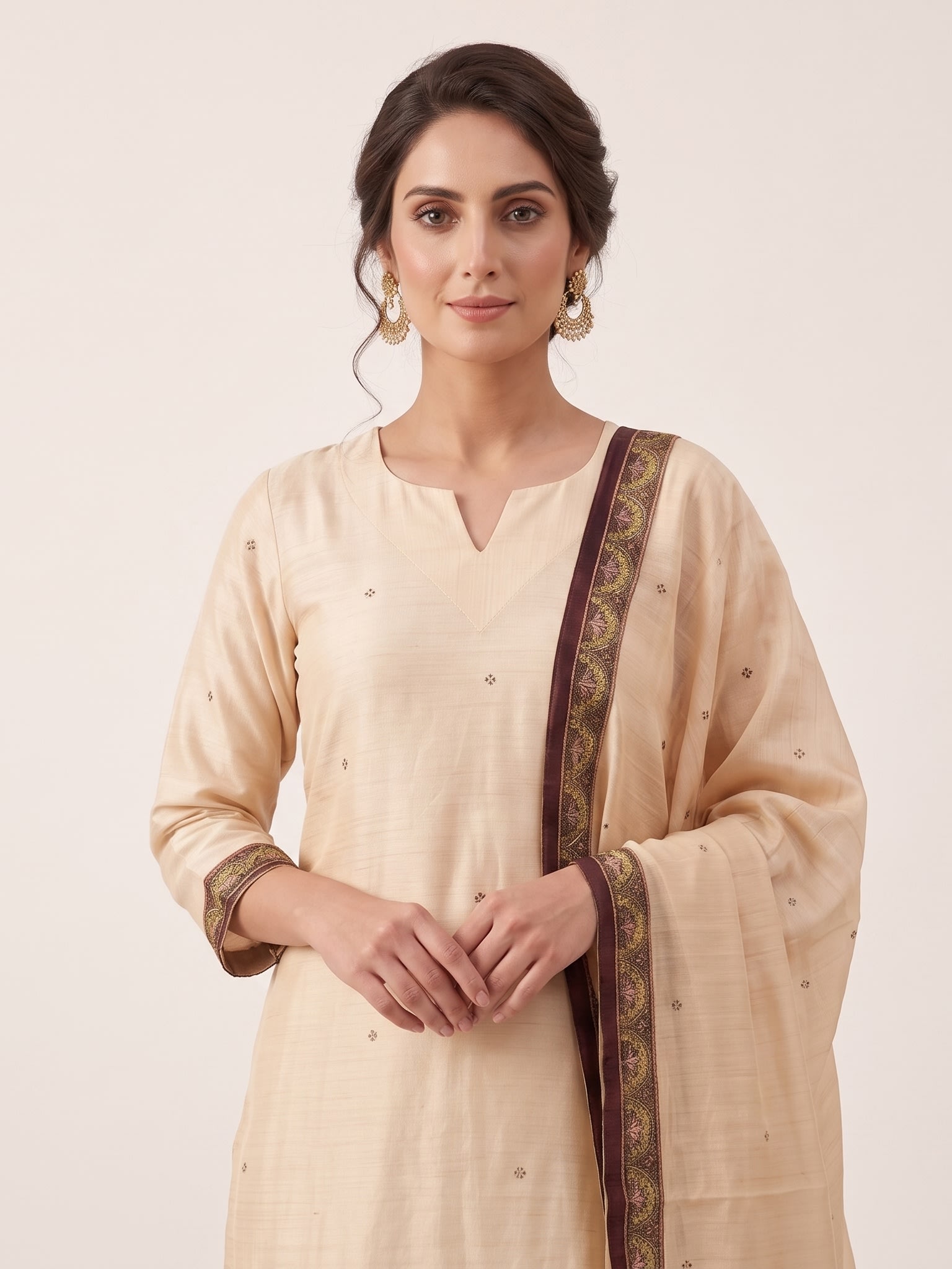 Ivory Bloom Kalamkari Art Suit Set