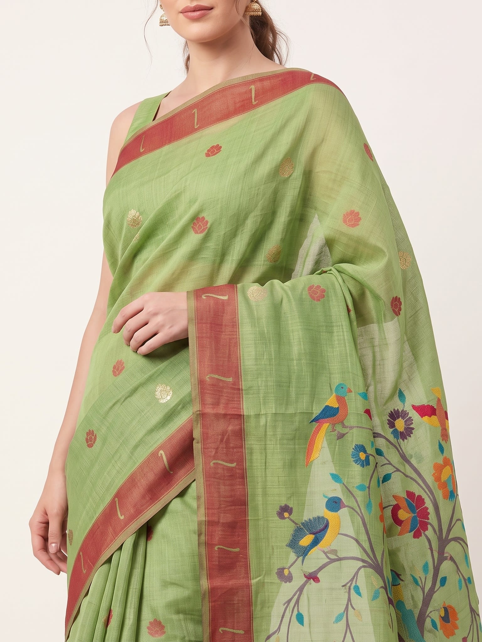Forest Harmony Jamdani Cotton Saree