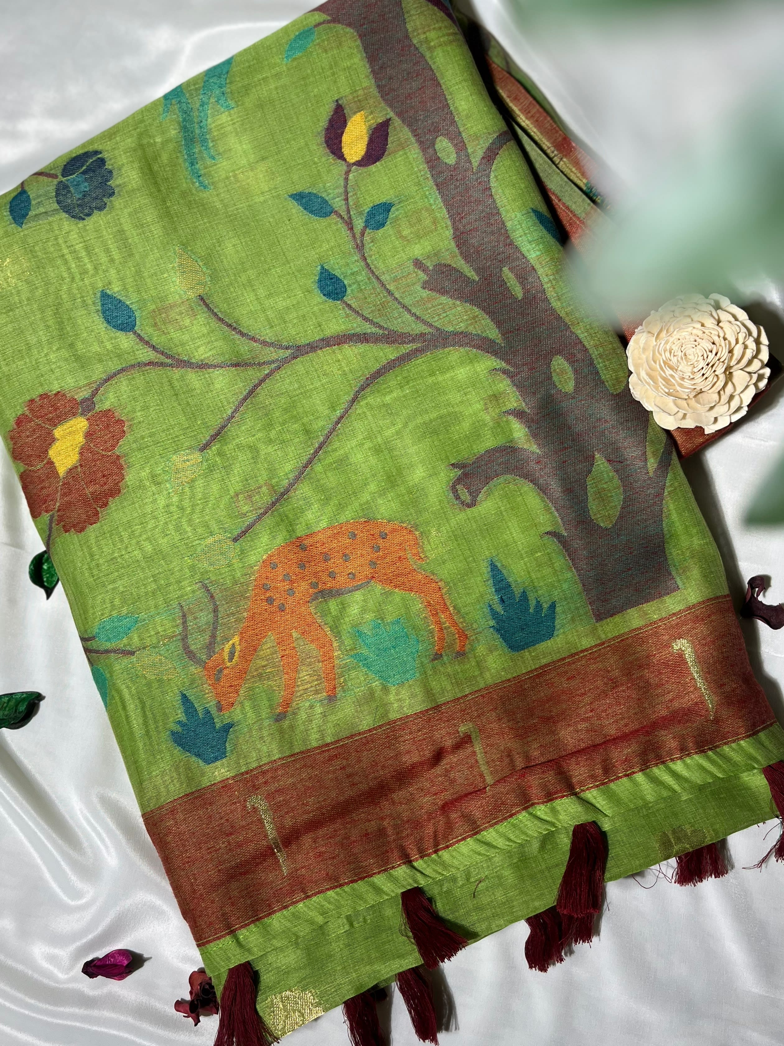 Forest Harmony Jamdani Cotton Saree