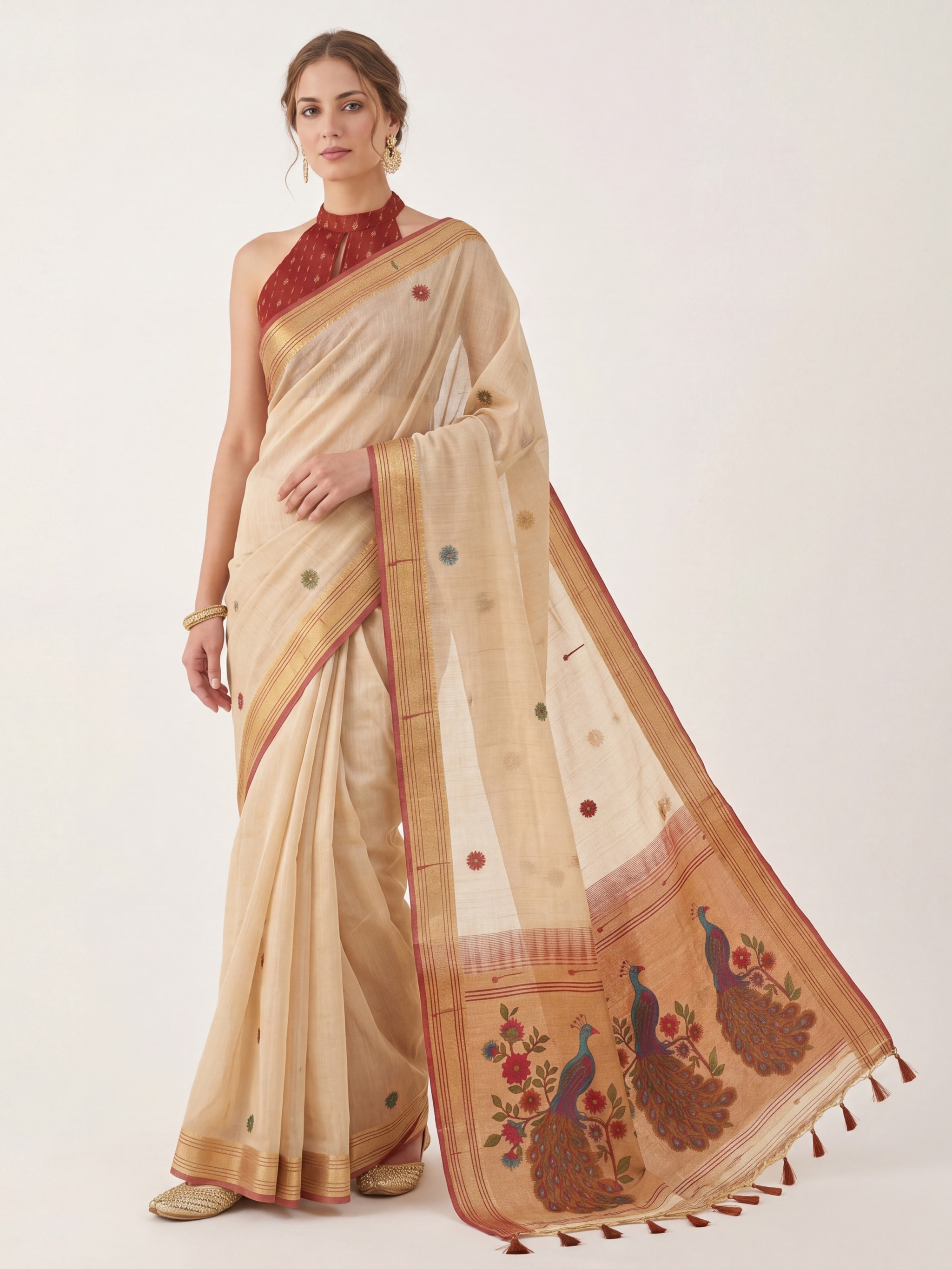 Mridula Mayur Jamdani Saree — shop at The House of Rani