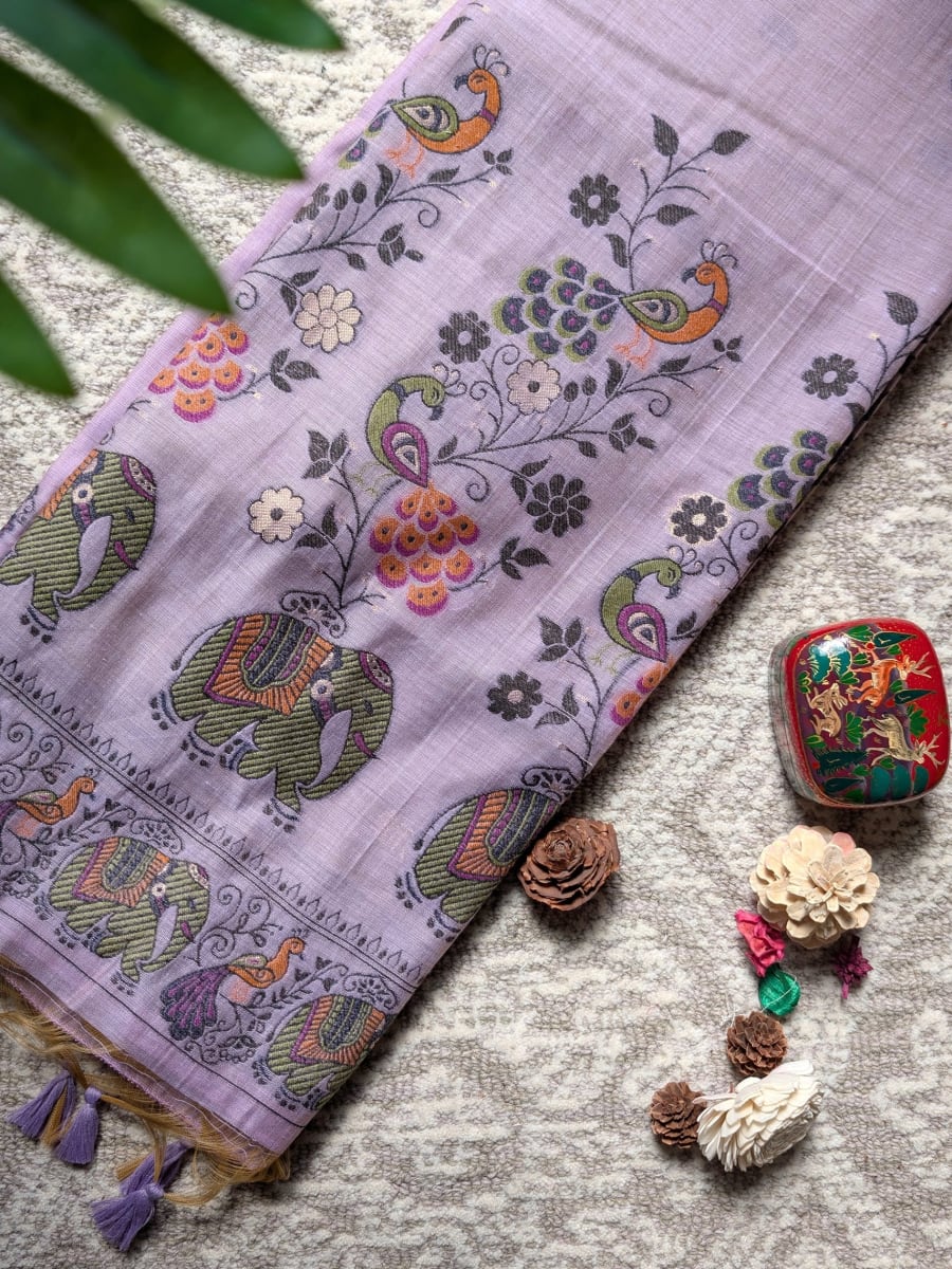 Lavender Jamdani Saree