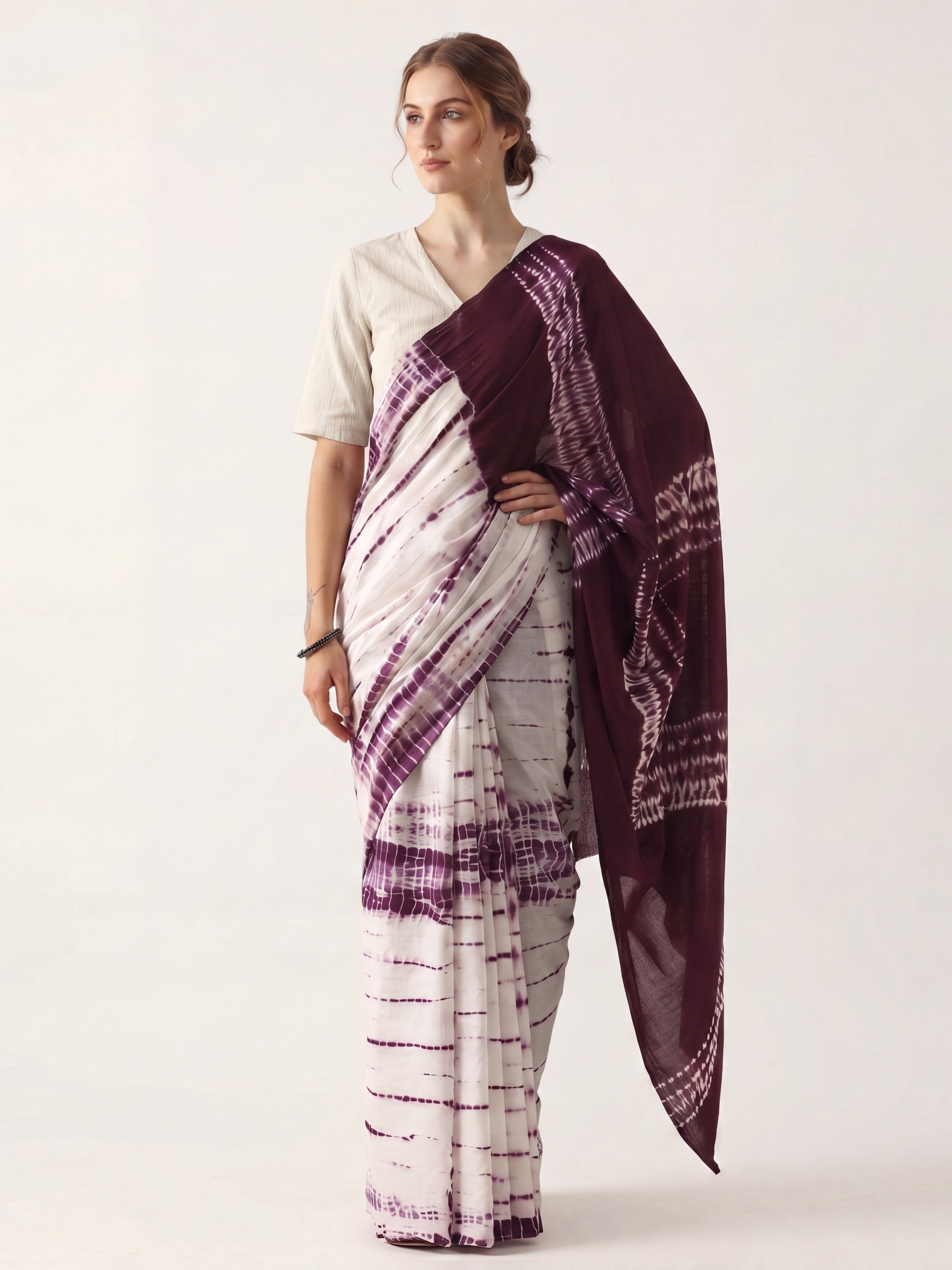 Berry Bloom Shibori Tie-Dye Saree — shop at The House of Rani