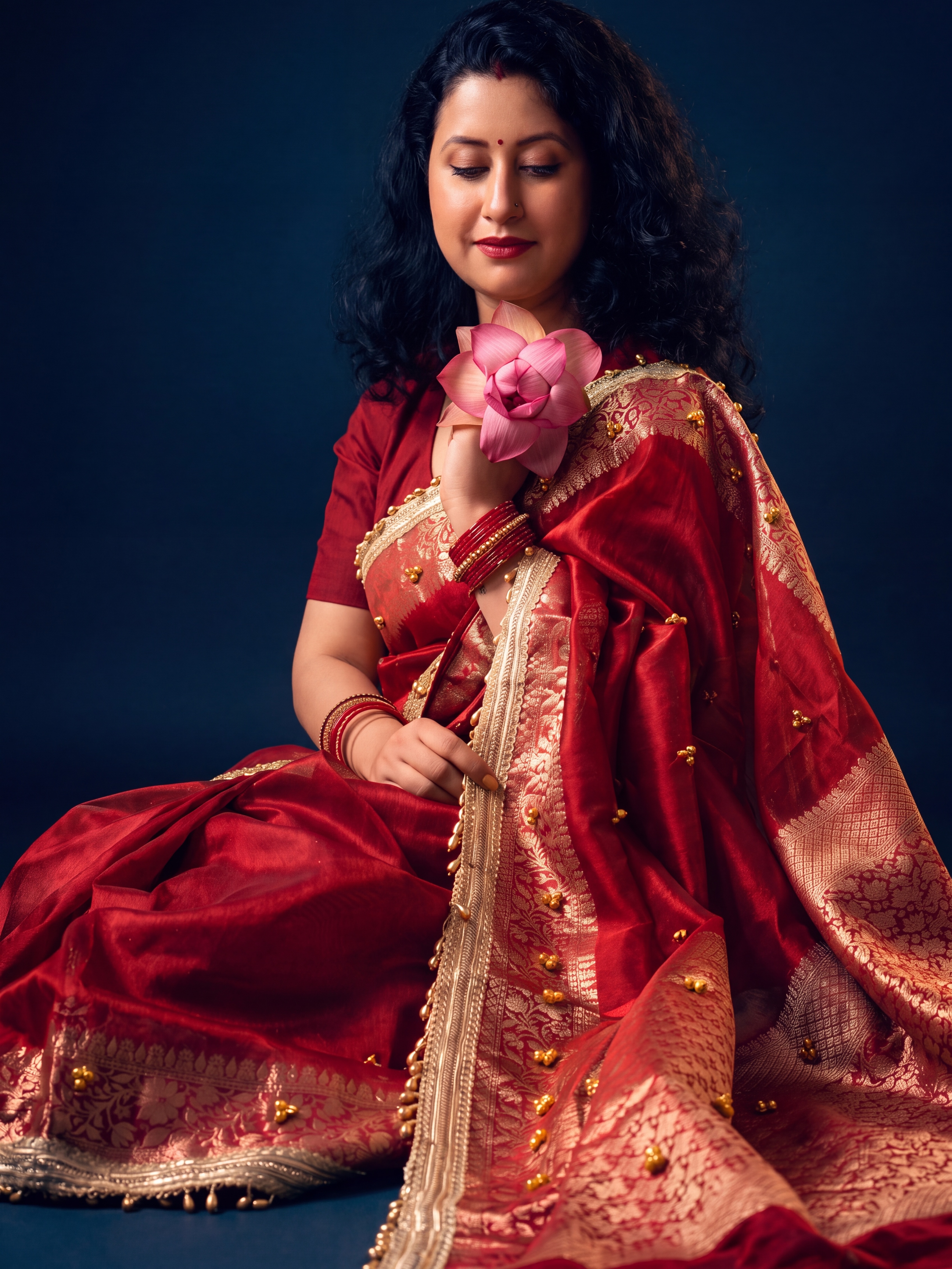 Maharani’s Ghungroo Hand-Embellished Tissue Organza Saree - detail