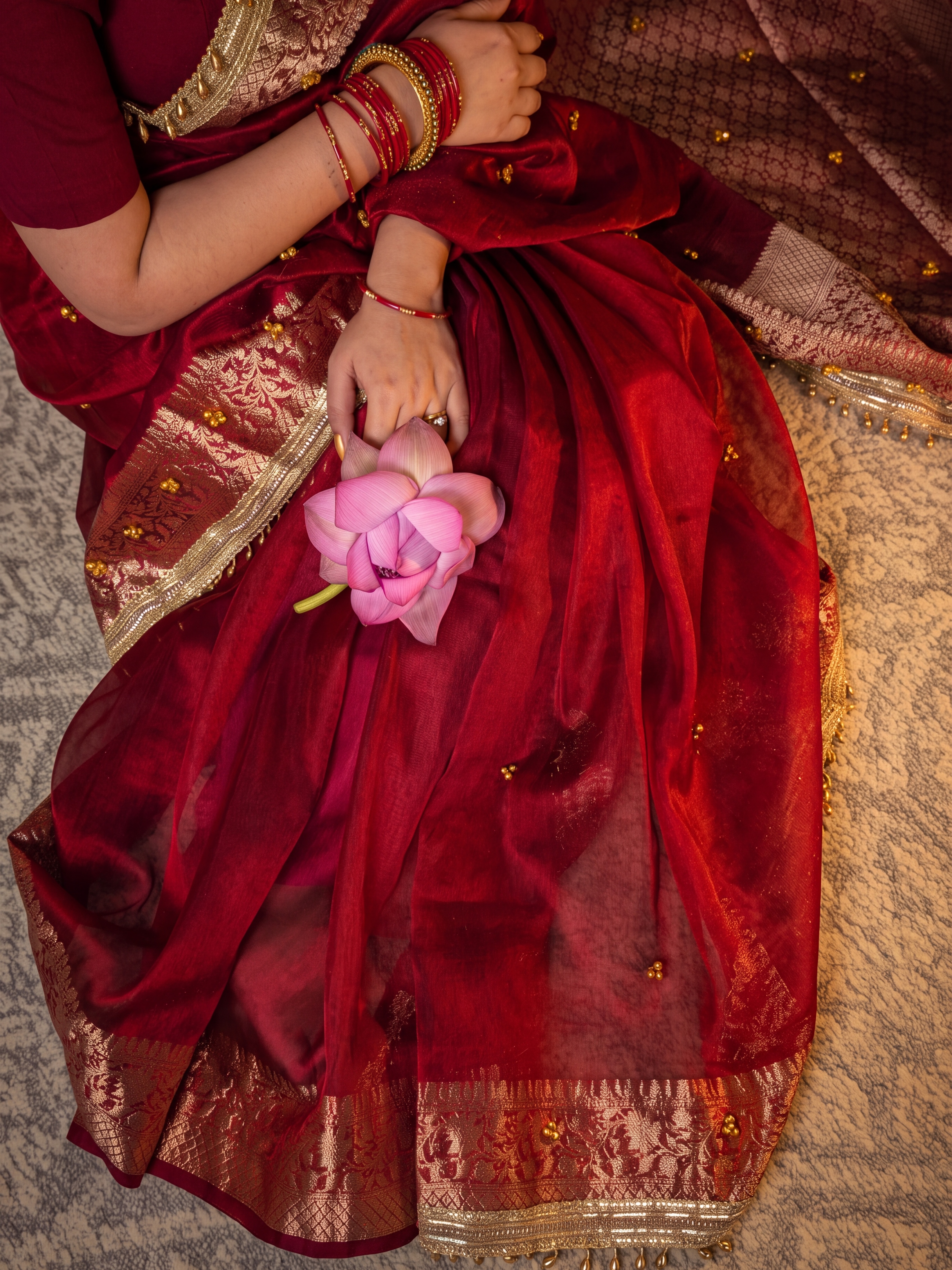 Maharani’s Ghungroo Hand-Embellished Tissue Organza Saree - gallery