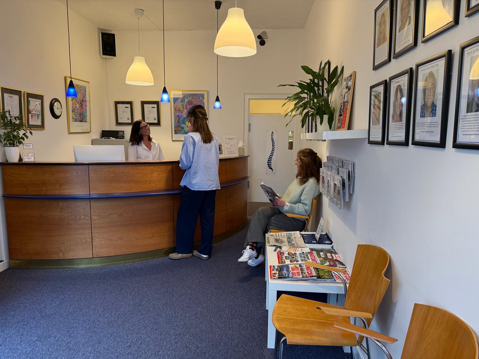Reception and waiting area at BritChiro New Milton