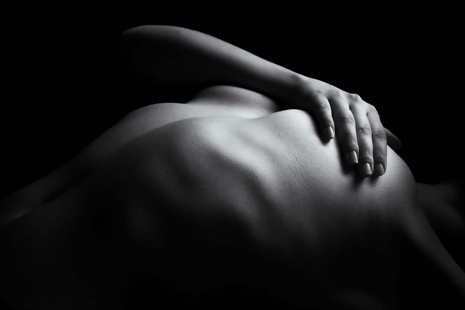 Intimate boudoir session West Kelowna — wide fine art studio portrait