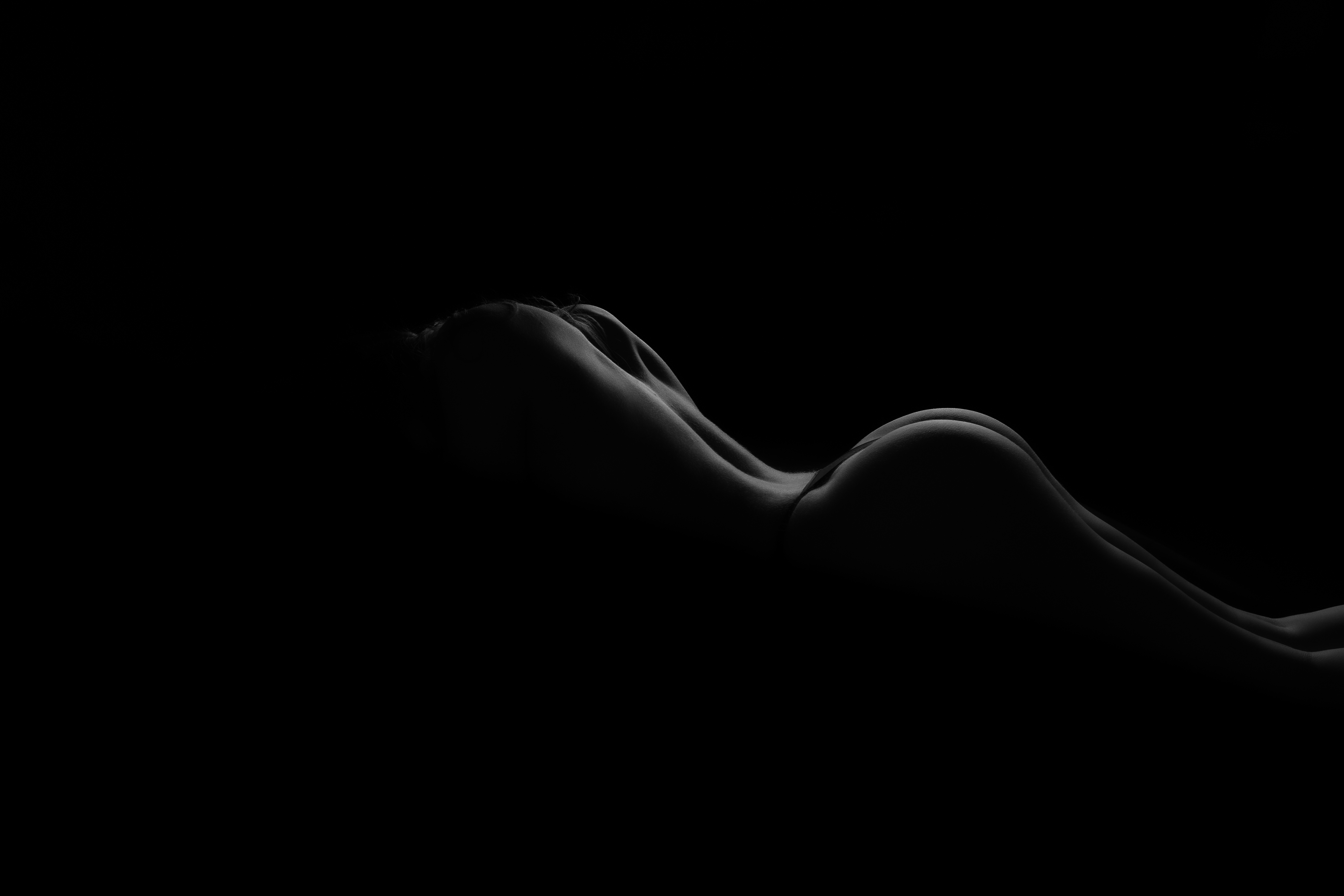 Fine art boudoir session West Kelowna — wide studio portrait