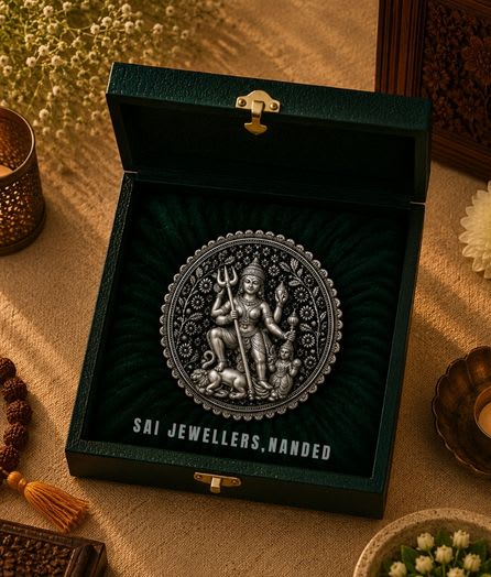 श्री चावंडा / चामुण्डा माता सिल्वर कॉइन | Shri Chawanda / Chamunda Mata Silver Coin - View 1