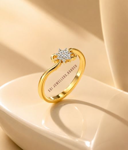 Floral Gold Ring | Elegant Designer Flower Ring | SAI Jewellery - View 1