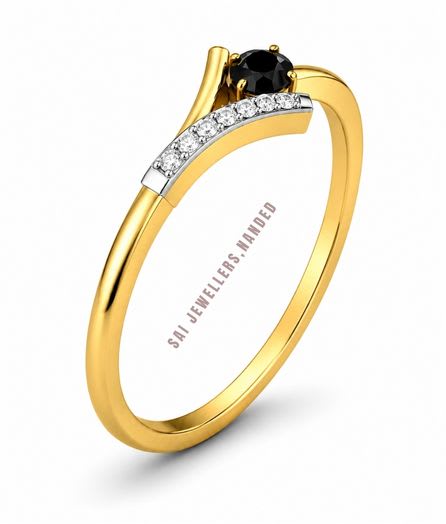 Black Solitaire Gold Ring view 2