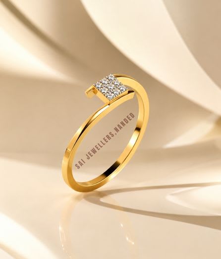 Square Open Gold Ring - View 1