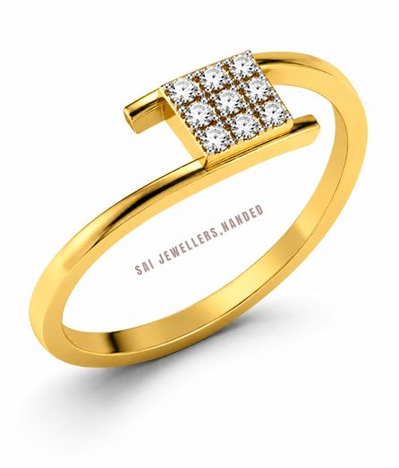 Square Open Gold Ring view 2