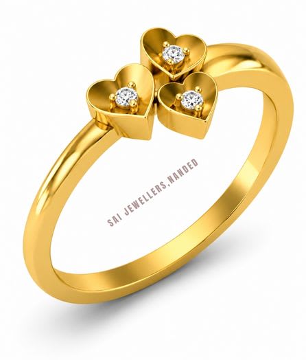 Triple Heart Gold Ring view 2