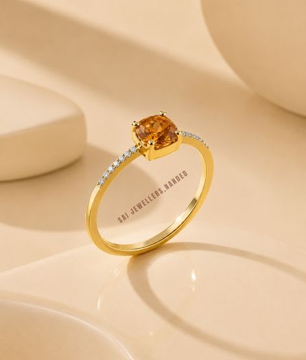 Round Solitaire Gold Ring - View 1