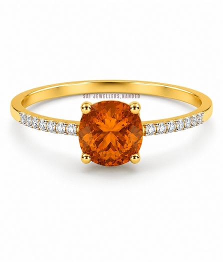 Round Solitaire Gold Ring view 2
