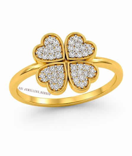 Four Heart Gold Ring view 3