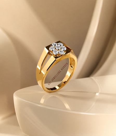 Square Floral Gold Ring - View 1