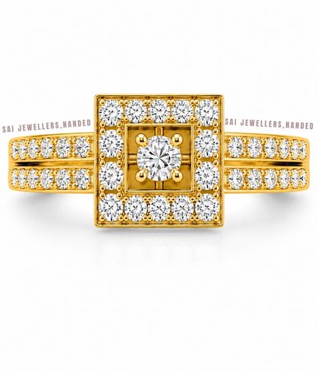 Square Halo Gold Ring view 2