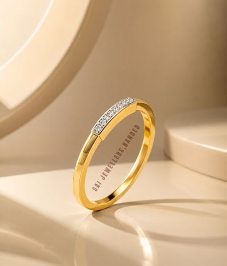 Curved Bar Gold Ring - View 1
