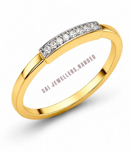 Curved Bar Gold Ring view 2