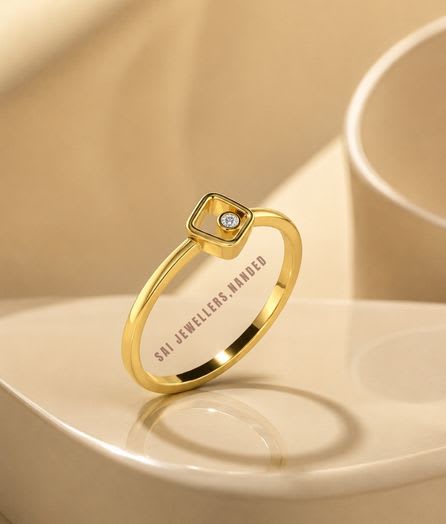 Square Open Gold Ring - View 1